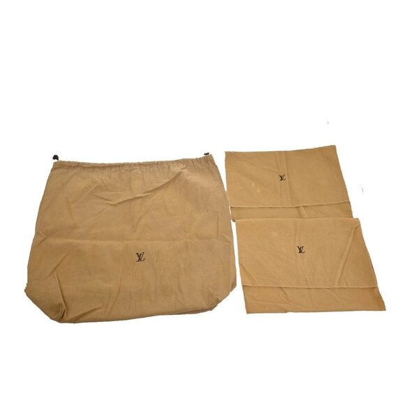LOUIS VUITTON Logo 10 Set Dust Bag Drawstring Canvas Cotton Beige Brown - Picture 5 of 16